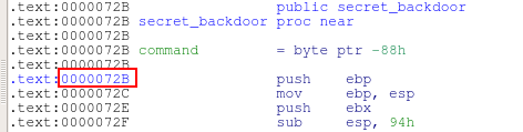 Address of secret_backdoor